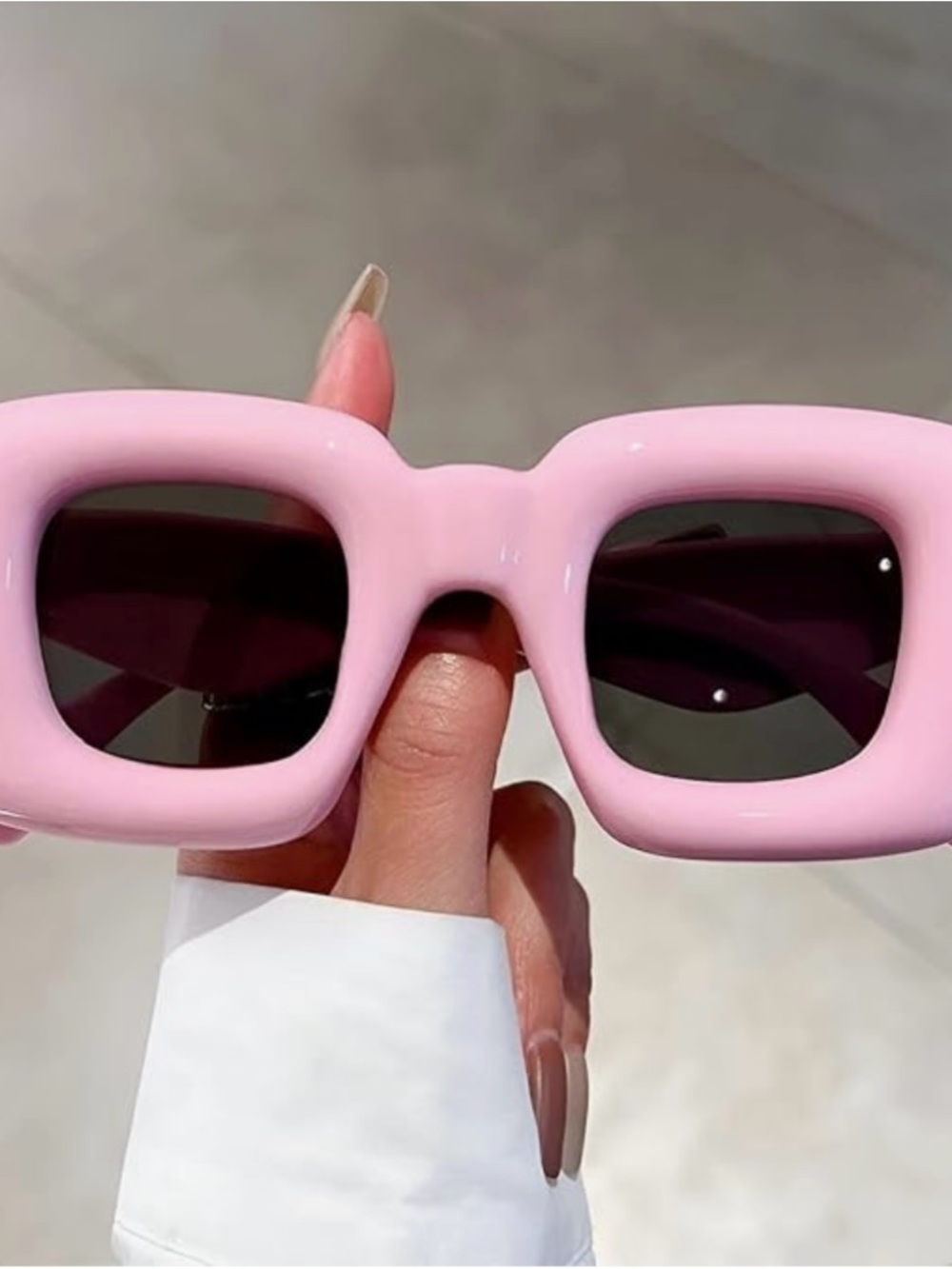 Pink Cute Inflated Square Sunglasses-Large Trendy Sunglasses